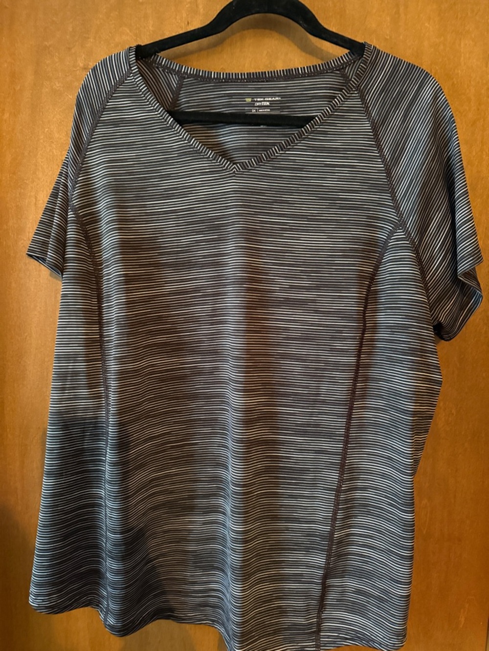 NWOT Tek Gear Women's Black & White Striped V-Neck Active Tee